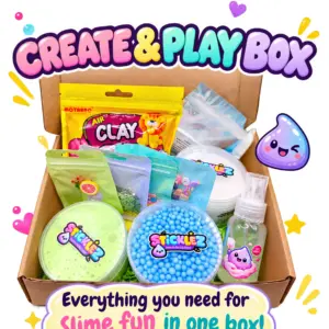 Create and Play Box: slime, floam beads, clay, charms, sprinkles and activator, everything for slime fun in one box