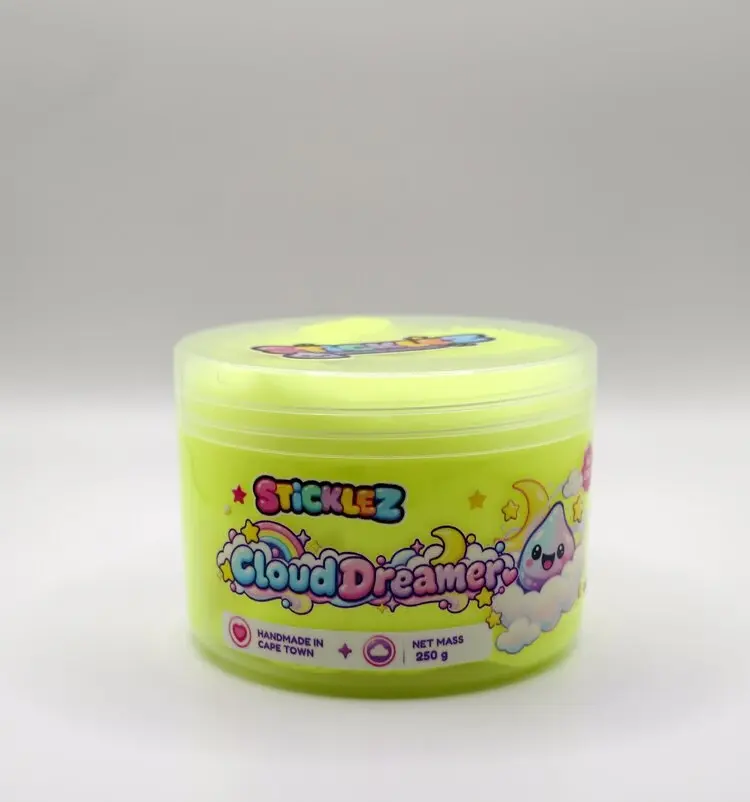 Sticklez Cloud Dreamer slime jar in neon yellow